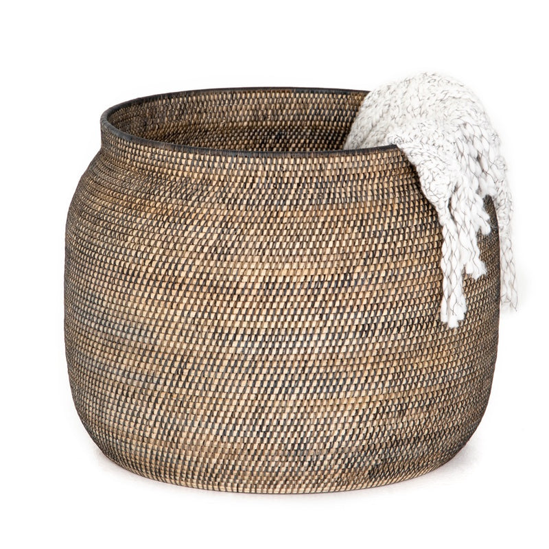 Four Hands Ansel Basket Natural Lombok Weave with Linen