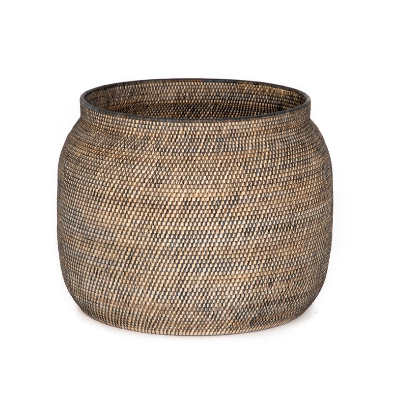 Ansel Basket Natural Lombok Weave Front Facing View Four Hands