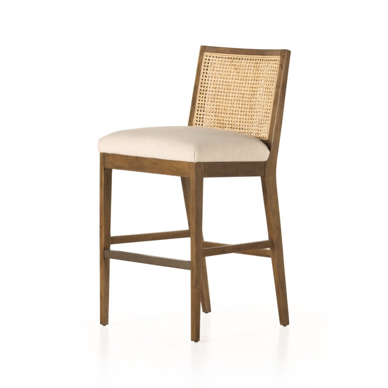 Antonia Cane Armless Bar Stool Solid Parawood Angled View 229202-003