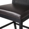 Four Hands Antonia Cane Armless Counter Stool Sonoma Black Top Grain Leather Seating