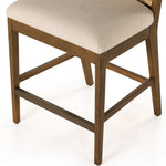 Antonia Cane Armless Counter Stool Solid Parawood Performance Fabric Seating Four Hands