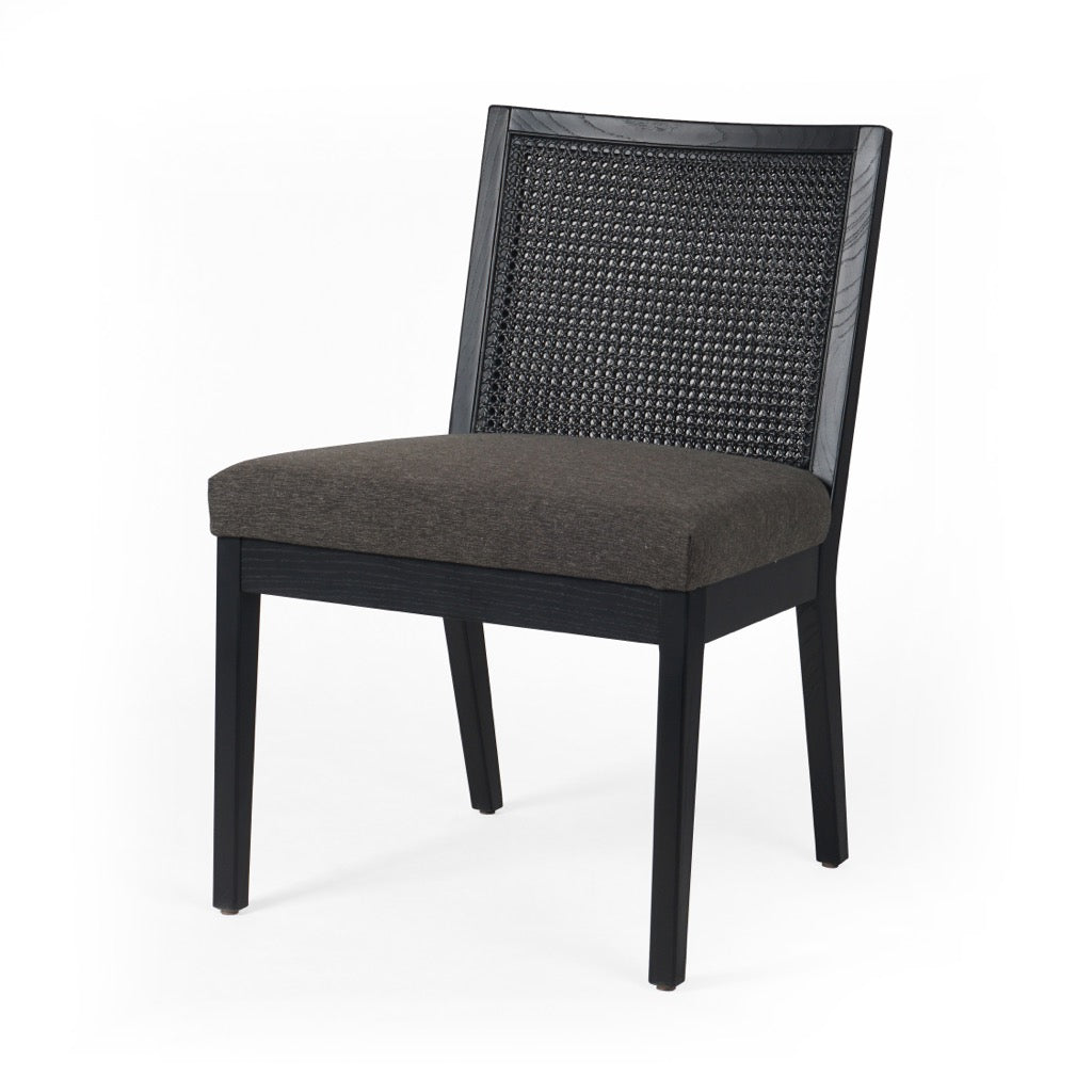 Antonia Cane Armless Dining Chair Savile Charcoal Angled View Four Hands