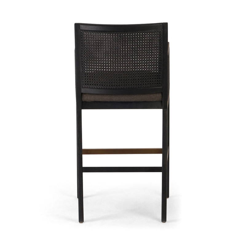 Four Hands Antonia Cane Counter Stool Savile Charcoal Back View