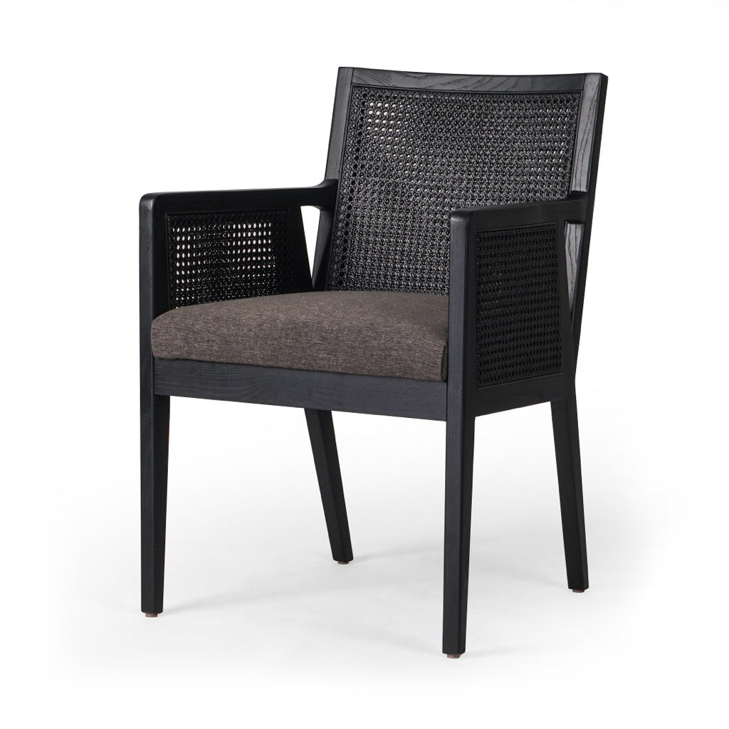 Antonia Cane Dining Armchair Savile Charcoal Angled View Four Hands
