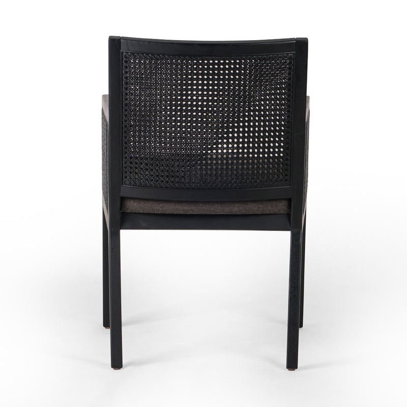 Antonia Cane Dining Armchair Savile Charcoal Back View Four Hands