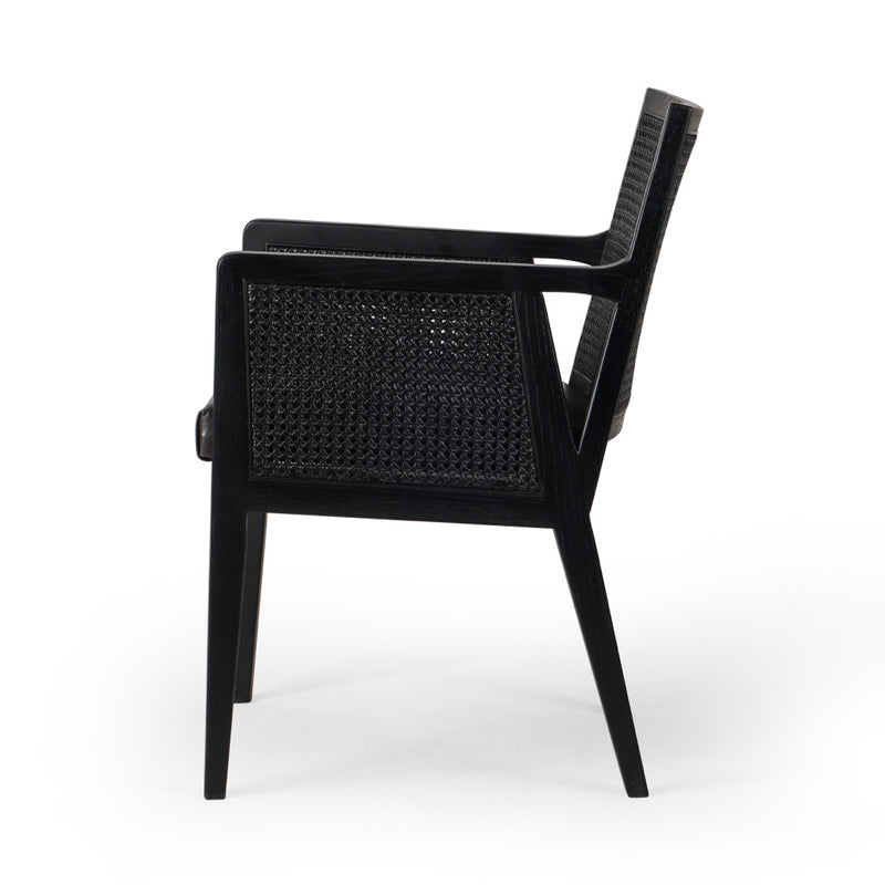 Four Hands Antonia Cane Dining Armchair Sonoma Black Side View