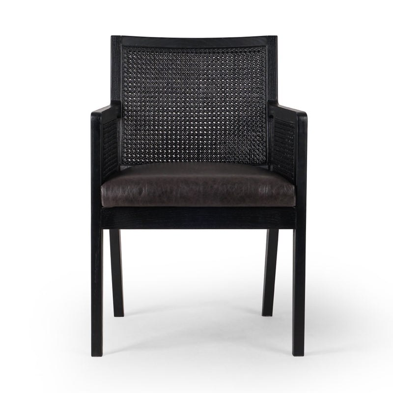 Antonia Cane Dining Armchair Sonoma Black Front Facing View 101019-012