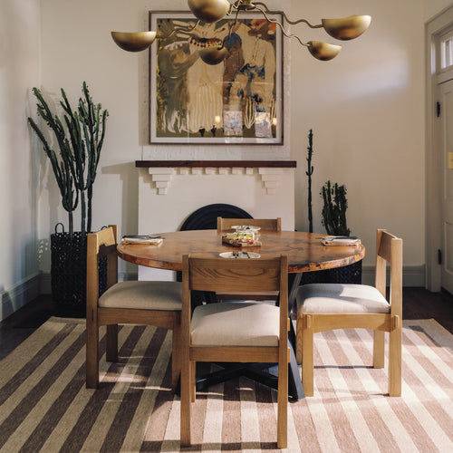 Anvil Copper Dining Table in Natural Copper Patina - Staged Image
