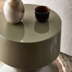 Ara End Table Moss Lacquered Concrete Staged View Tabletop Four Hands