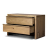 Four Hands Aramis Nightstand Sandy Oak Resawn Angled View Open Drawers