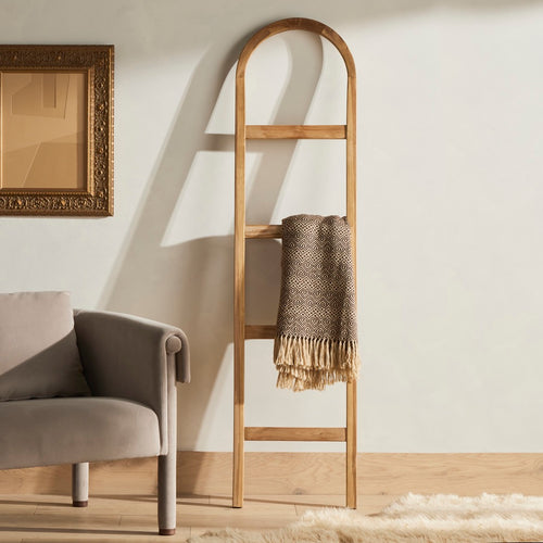 Arched Ladder Natural Brown Teak Staged View Four Hands
