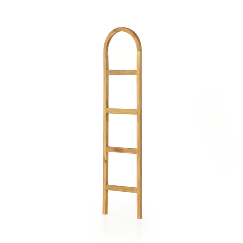 Arched Ladder Natural Brown Teak Angled View 226723-003
