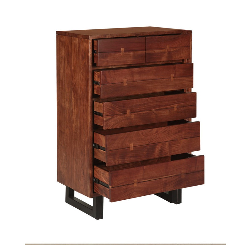 HTD Aspen 34" Tall Chest angled open drawer view 