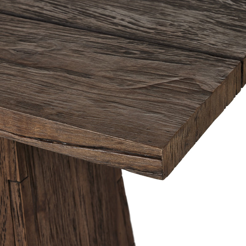 Atlas Console Table Smoked Alder Top Corner Detail Four Hands