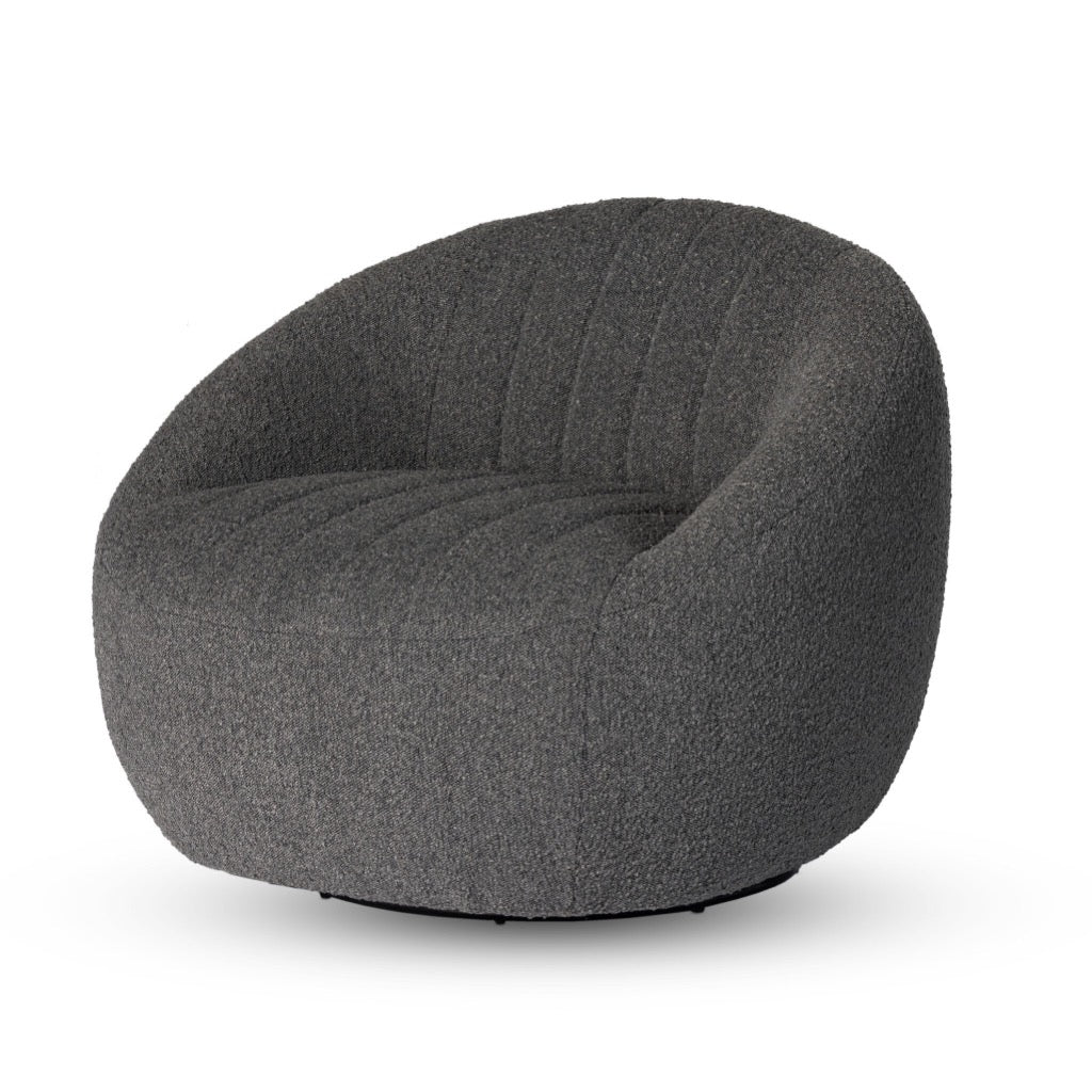 Audie Swivel Chair Knoll Charcoal Angled View 226408-006