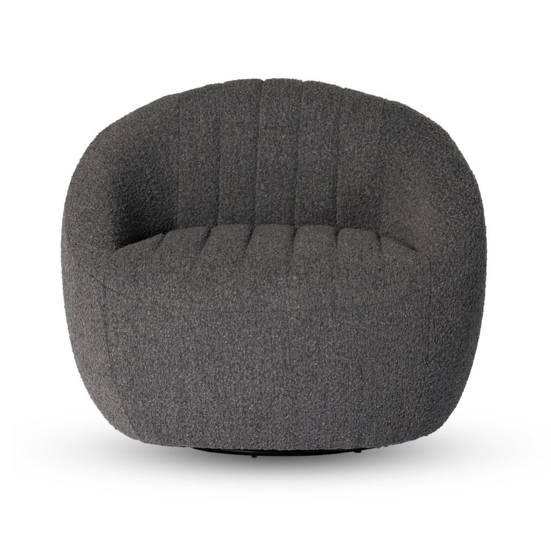 Audie Swivel Chair Knoll Charcoal Front View 226408-006