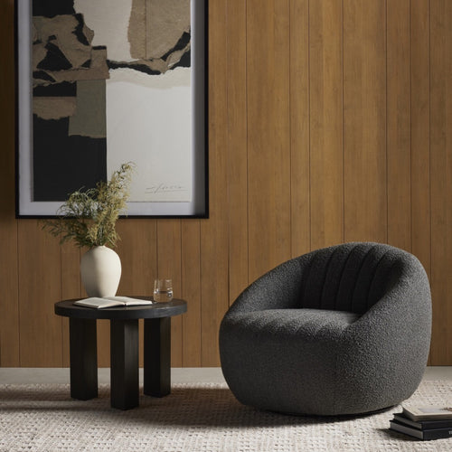 Audie Swivel Chair Knoll Charcoal Staged View Four Hands