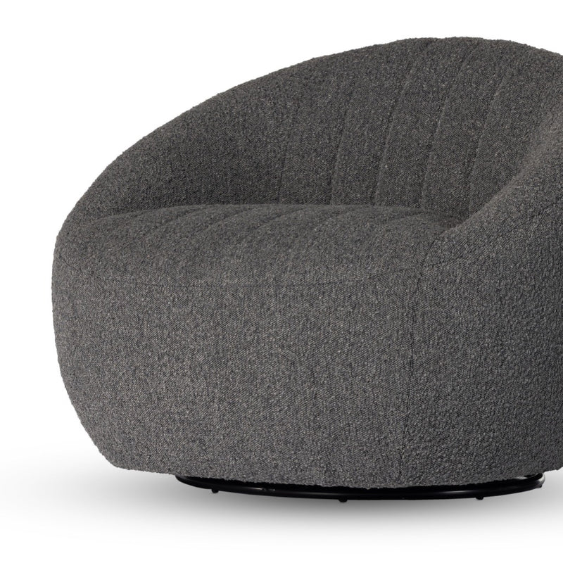 Audie Swivel Chair Knoll Charcoal Lower Front View 226408-006