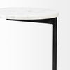 Ballatine Accent Table 68487 black base and white marble top view 