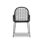 Bandera Outdoor Woven Dining Chair Smoke Black Front View Four Hands