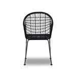 Bandera Outdoor Woven Dining Chair Smoke Black Four Back View Hands