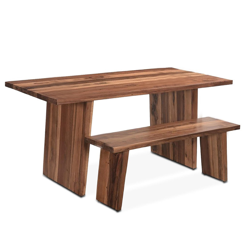 HTD Barcelona Dining Table angled with bench view 
