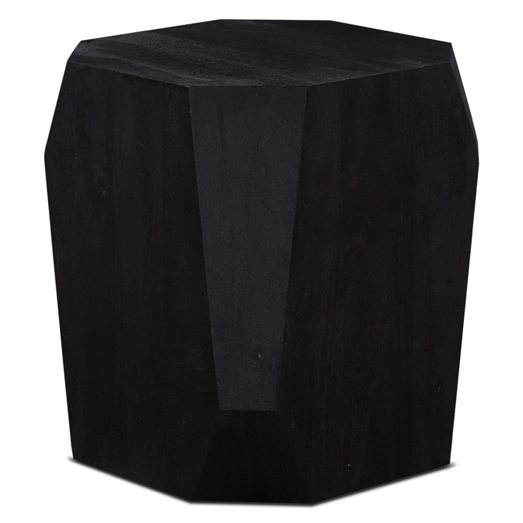HTD Basalt Geometric Wooden Side Table ANGLED VIEW 