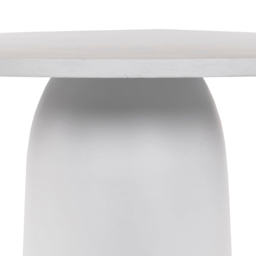 Basil Outdoor Dining Table Matte White Cast Aluminum Rounded Base Detail Four Hands