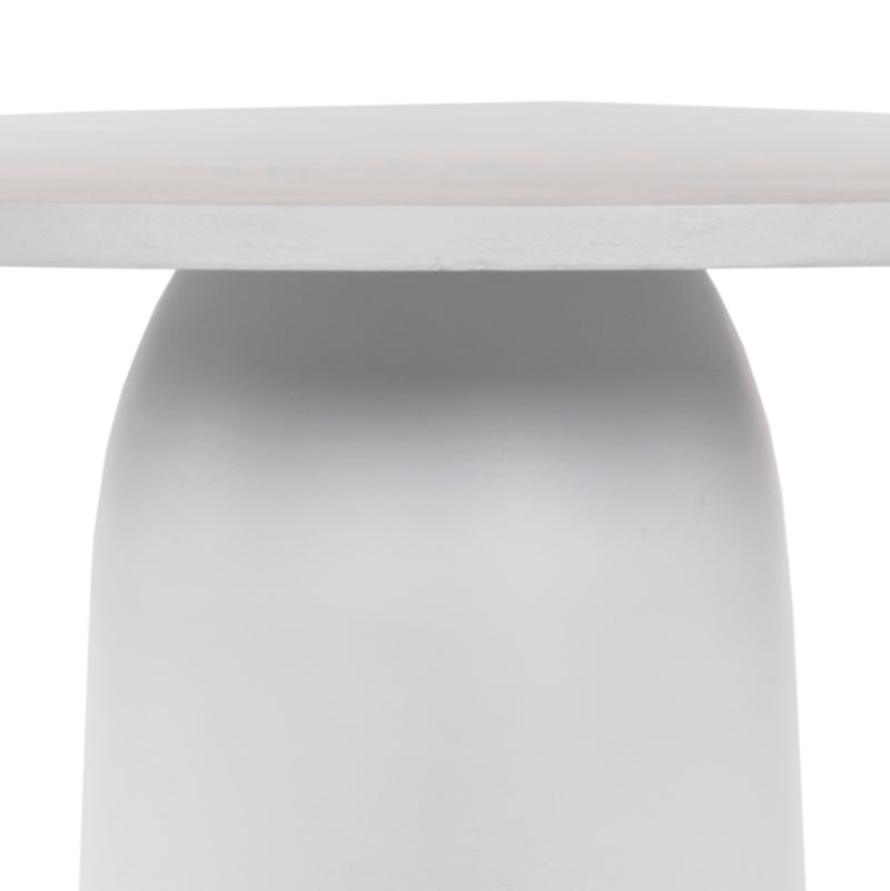Basil Outdoor Dining Table Matte White Cast Aluminum Rounded Base Detail Four Hands