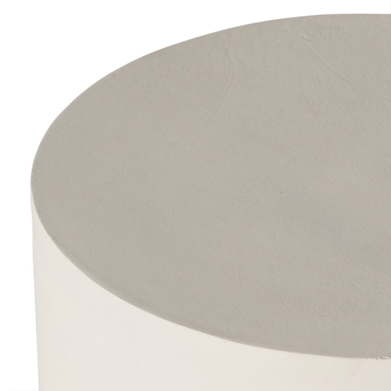 Basil Outdoor Drink Table Matte White Top Angled View Cropped Four Hands