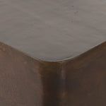 Basil Outdoor Square Drink Table Antique Rust Front Corner Detail Four Hands