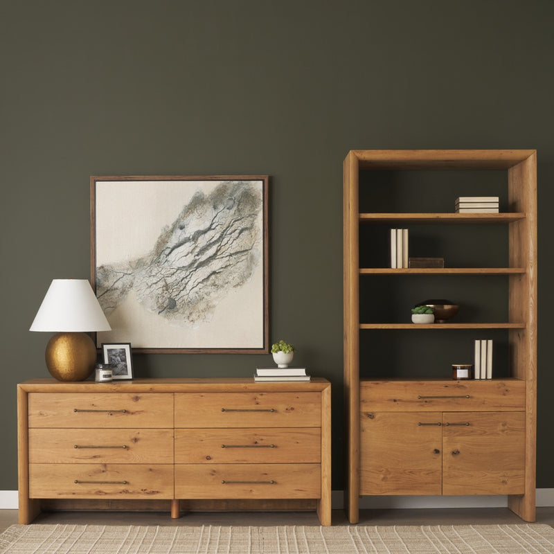Belford 6-Drawer Light Brown Oak Wood Dresser