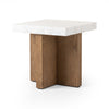 Bellamy End Table White Carrara Marble Angled View Four Hands
