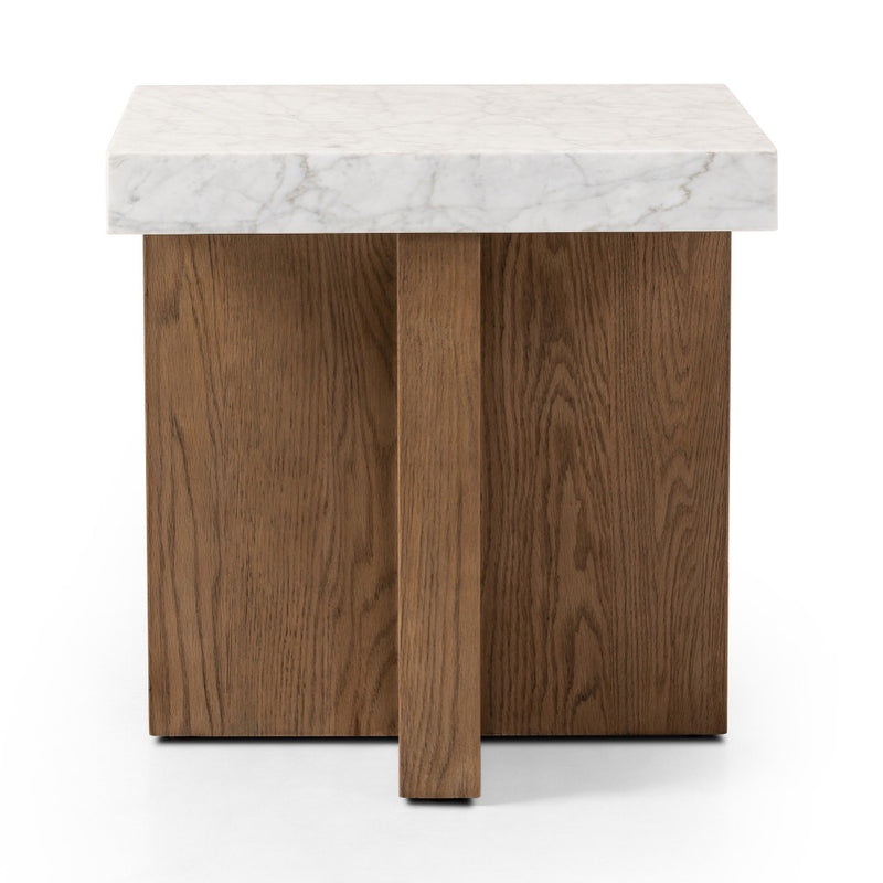 Bellamy End Table White Carrara Marble Side View 239447-001