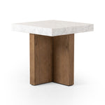 Bellamy End Table White Carrara Marble Angled View Four Hands