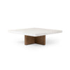 Bellamy Square Coffee Table White Carrara Marble Side Angled View Four Hands