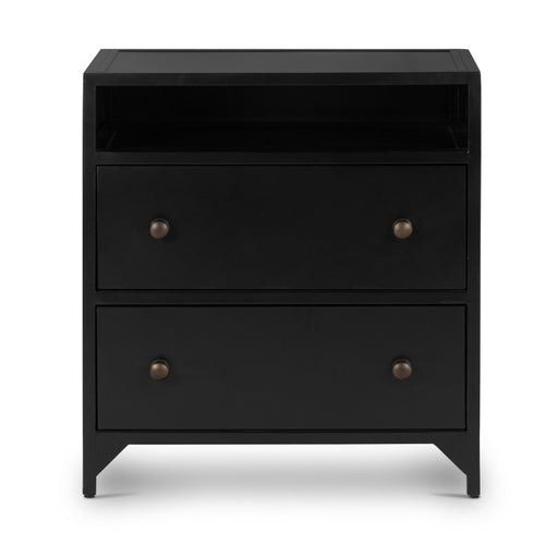 Belmont 2 Drawer Nightstand Black Front View Four Hands