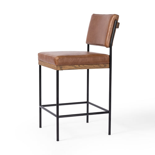 Four Hands Benton Counter Stool Sonoma Chestnut Angled View