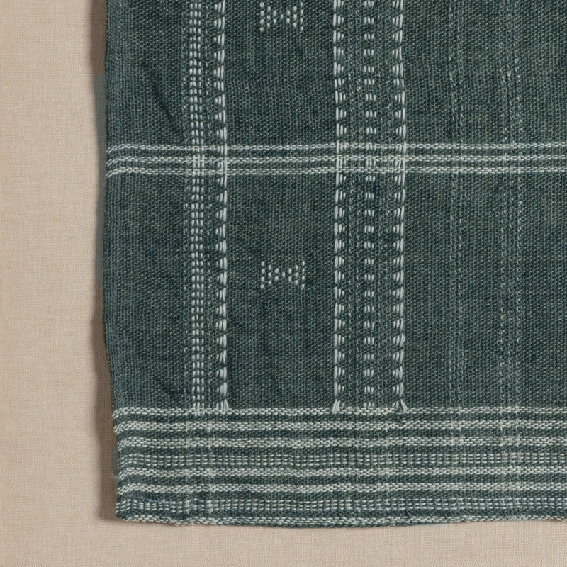 Bhujodi Textile 1 Cornflower Blue with White Oak Material Detail Four Hands
