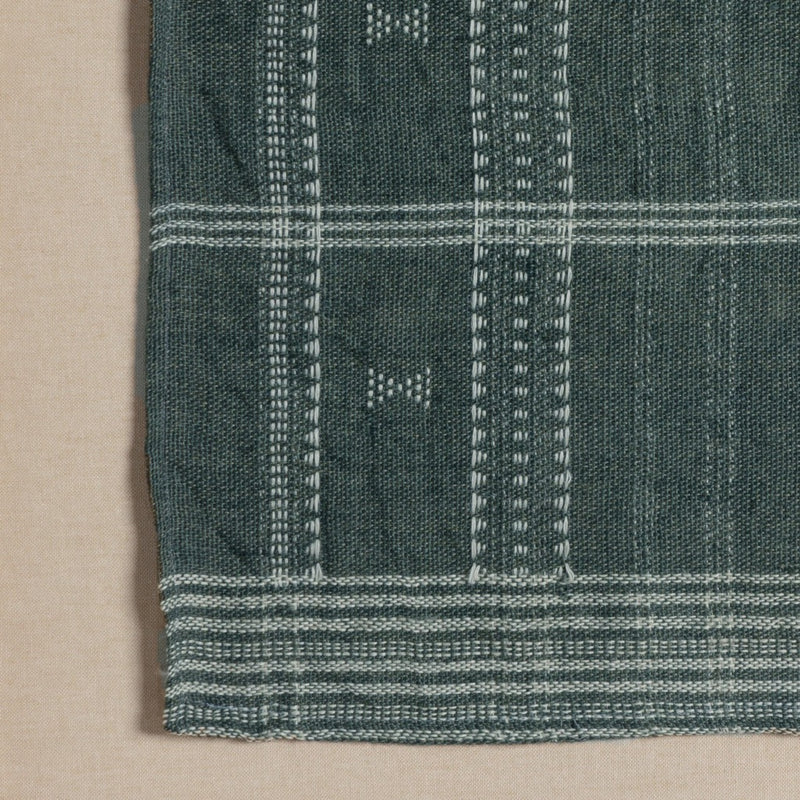 Bhujodi Textile 1 Cornflower Blue with White Oak Material Detail Four Hands
