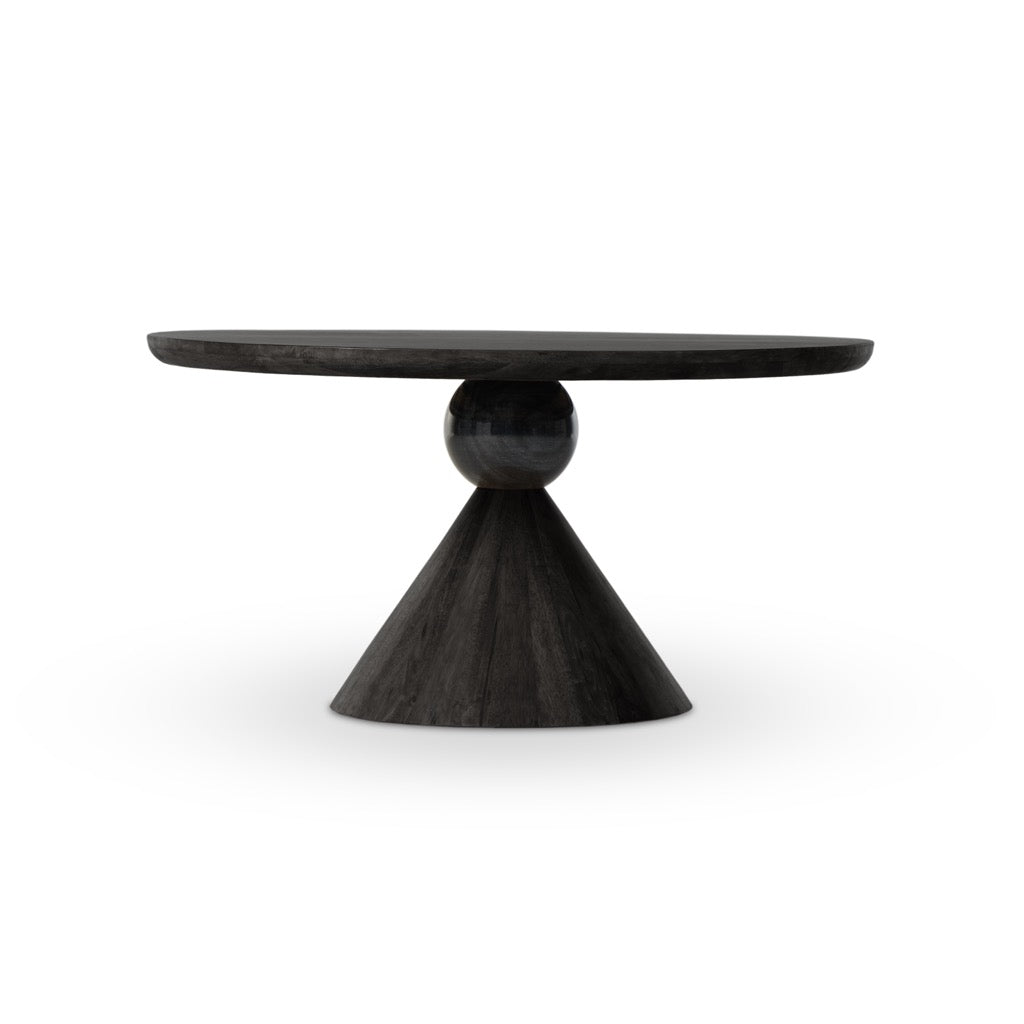 Bibianna Round Dining Table Worn Black Marble 224556-003
