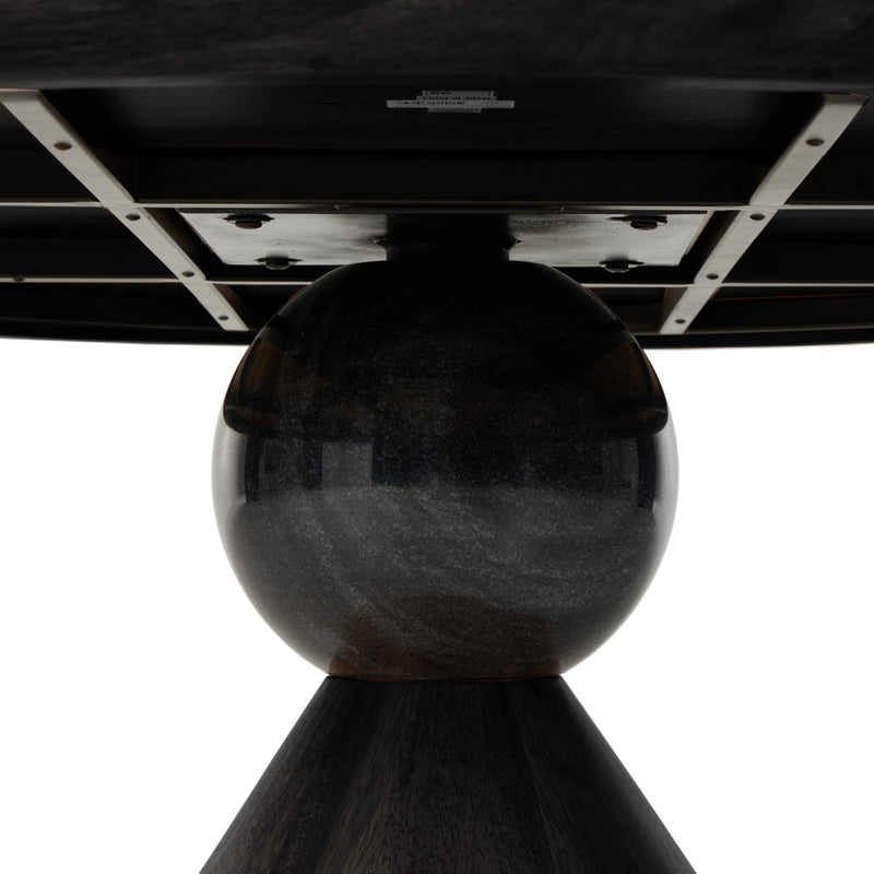 Four Hands Bibianna Round Dining Table Worn Black Marble Detail