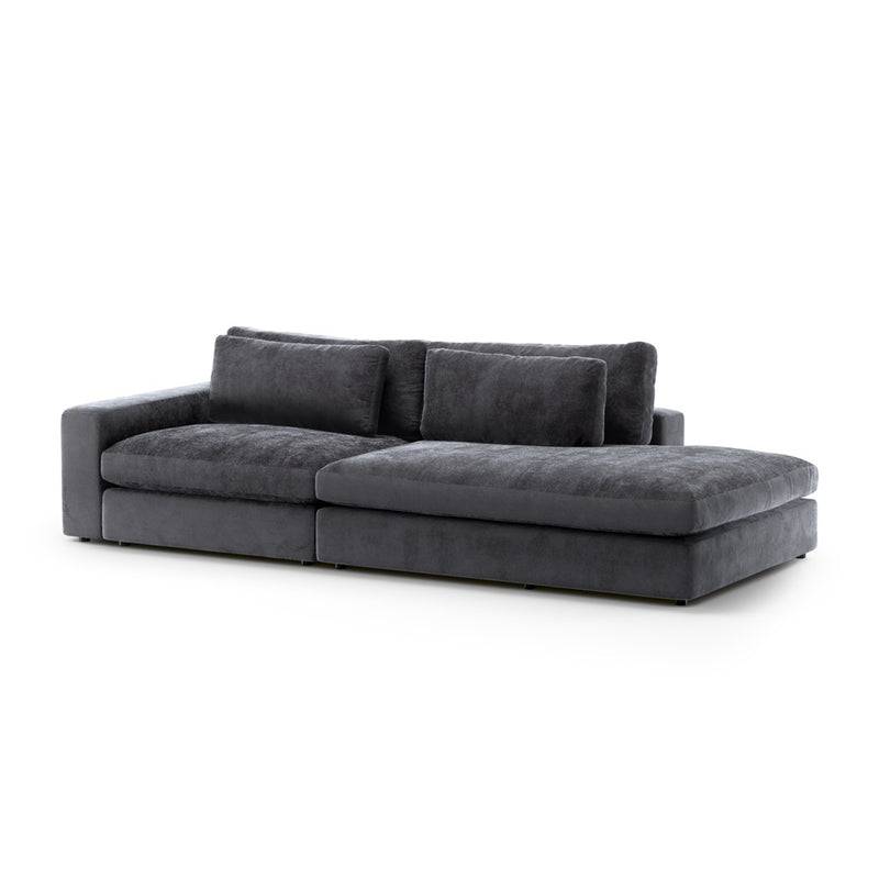 Bloor 2-Piece Sectional Charcoal Worn Velvet Angled View 227780-005
