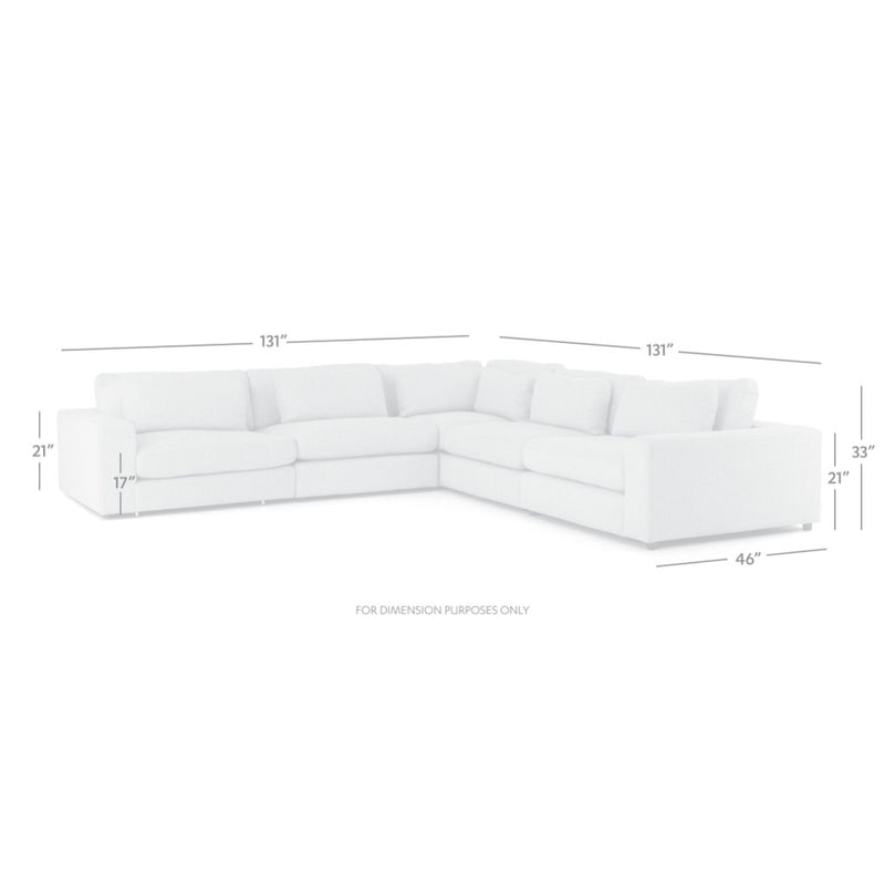 Four Hands Bloor 5-Piece Sectional dimension image
