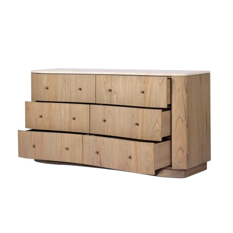 Boa 6 Drawer Dresser 249215-001 angled open drawer view 
