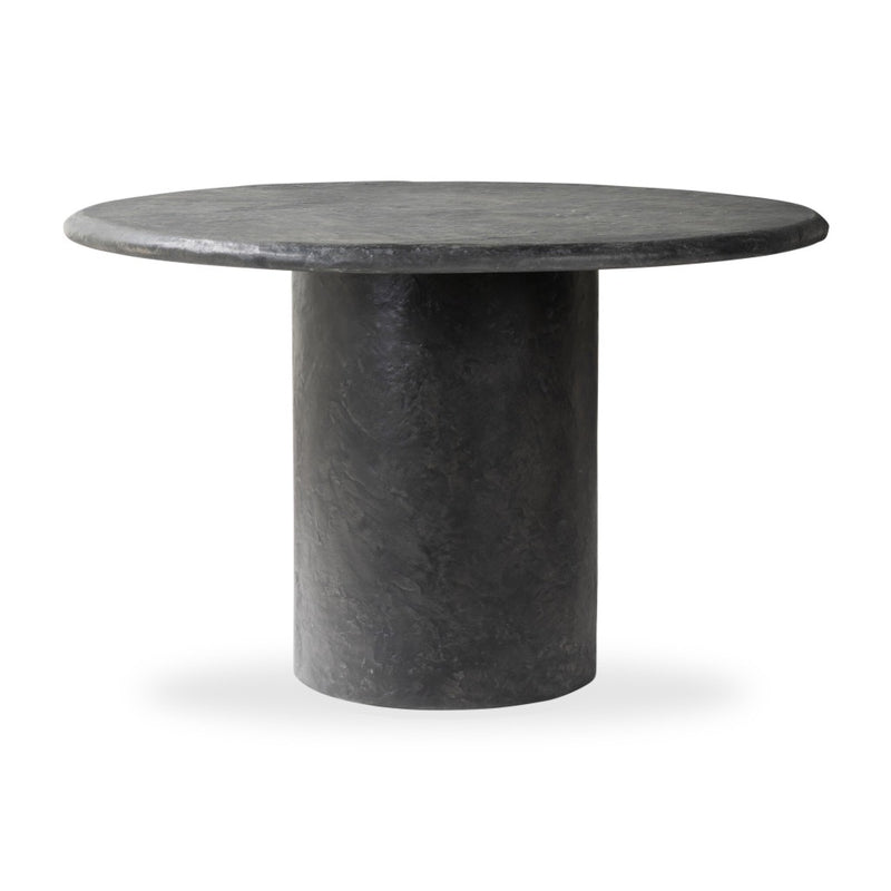 Bonnie Dining Table Textured Black Concrete Front Facing View Four Hands