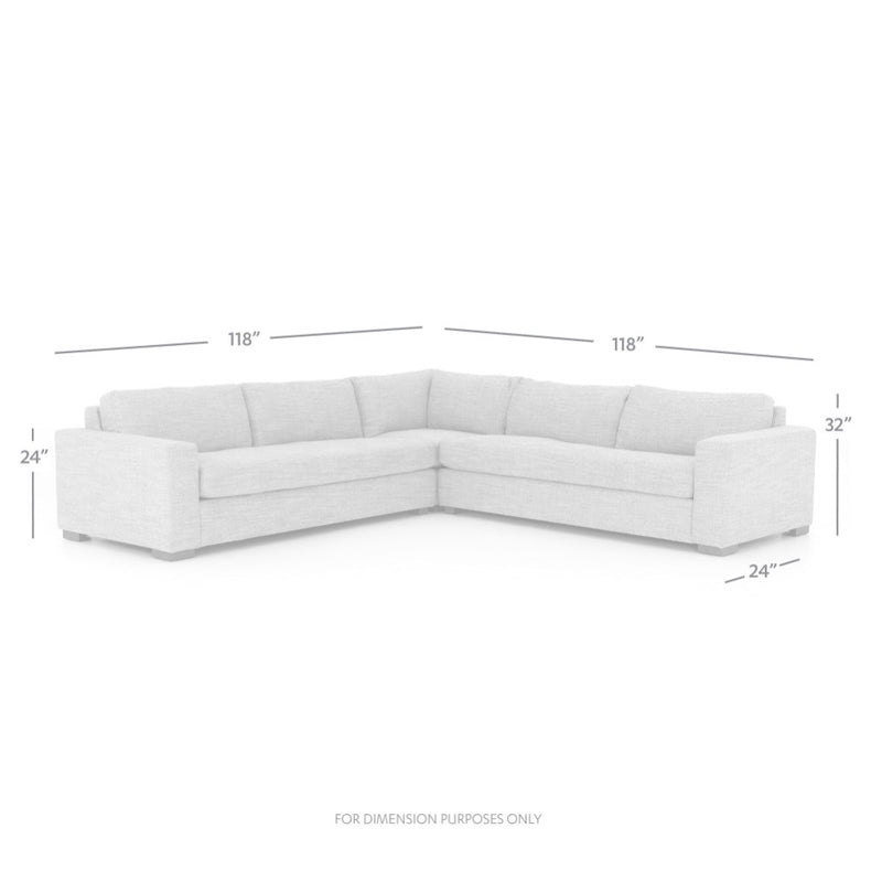 Four Hands Boone 3-Piece Sectional dimensions image