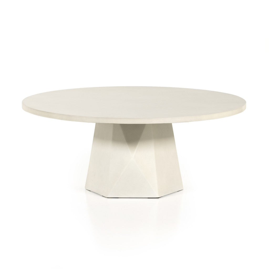 Bowman Outdoor Coffee Table White Concrete Angled View 105440-003