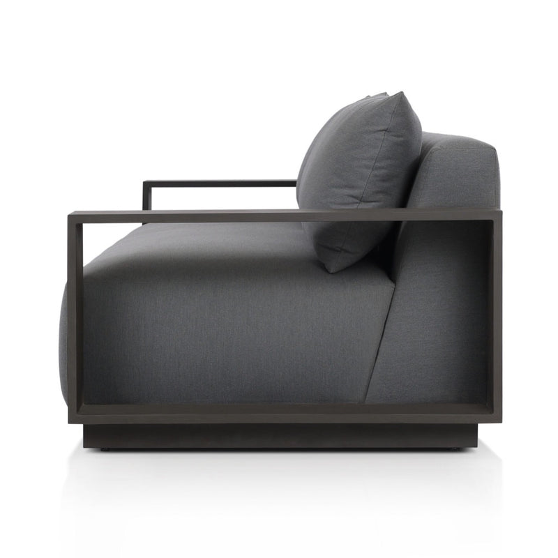 Four Hands Branford Outdoor Metal Sofa 106" side view 