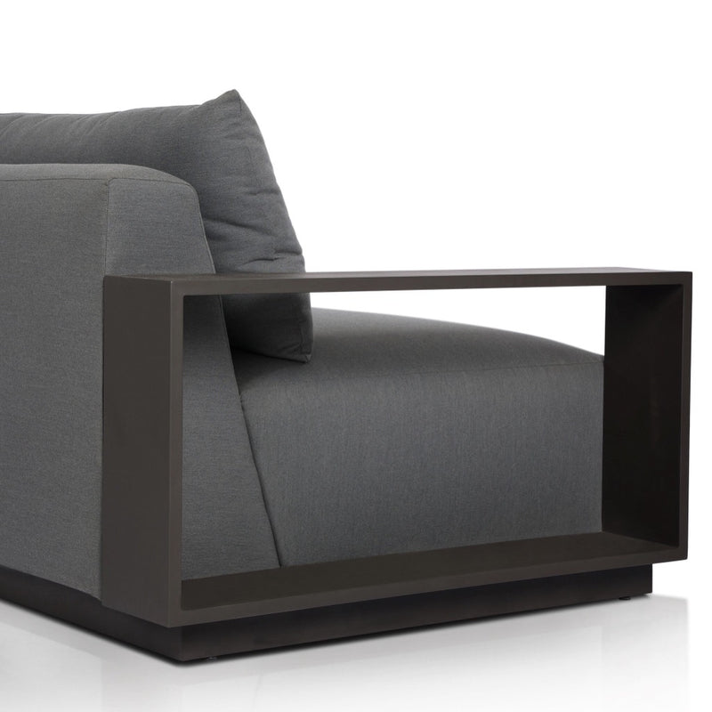 Branford Outdoor Metal Sofa 106" 247617-002 back angled view of metal arm 